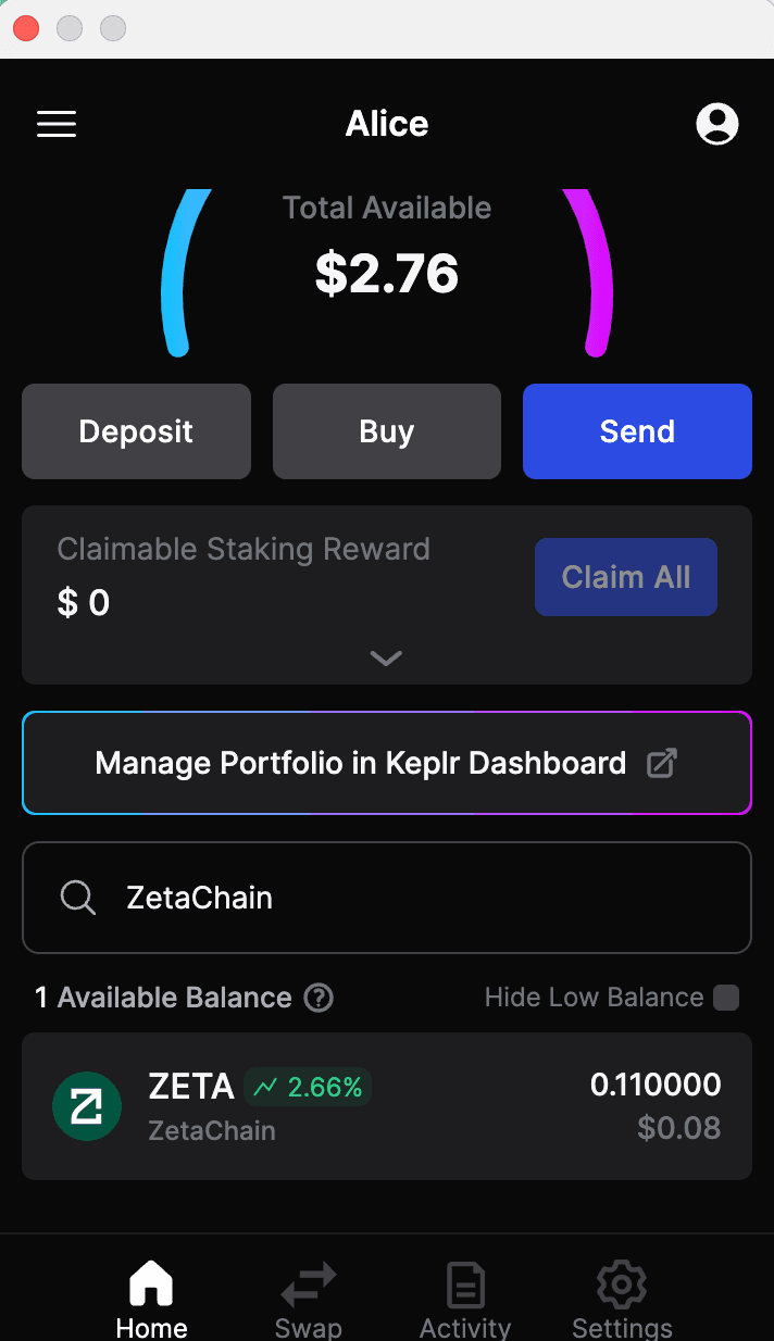 Keplr balance